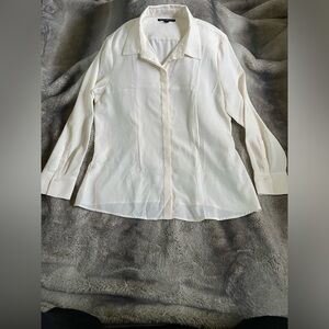 Banana Republic silky blouse off white size large.